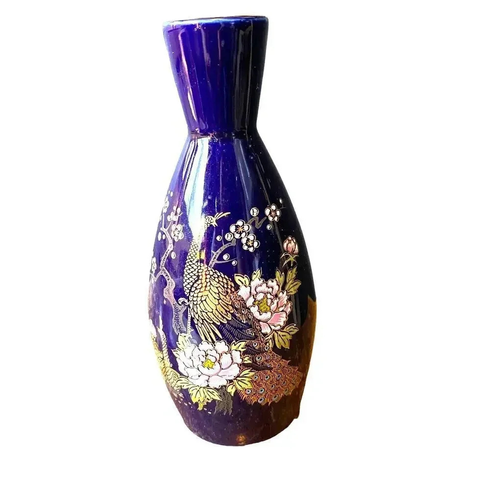 Vintage Kutani Floral Peacocks Painted Made In Japan Mini Vase Home Office Decor